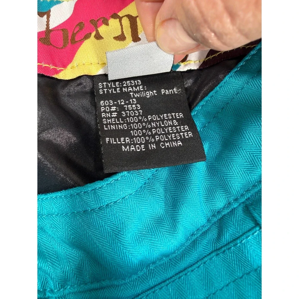 Obermeyer Twilight Pant Juniors 16 Snow Pants Turquoise Snow Skiing Outdoor EUC